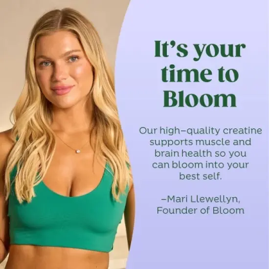 BLOOM NUTRITION Creatine Monohydrate Supplement Vegan Powder - Raspberry Lemon - 9oz/40 Servings image {5}