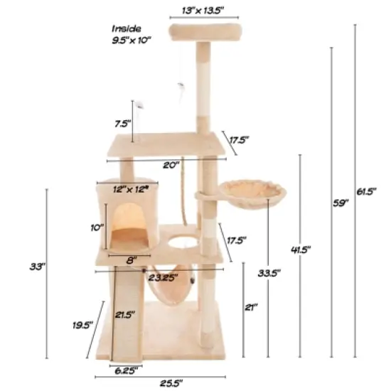 Pet Adobe 4-Tier Cat Tower and Kitty Condo, Gray image {1}