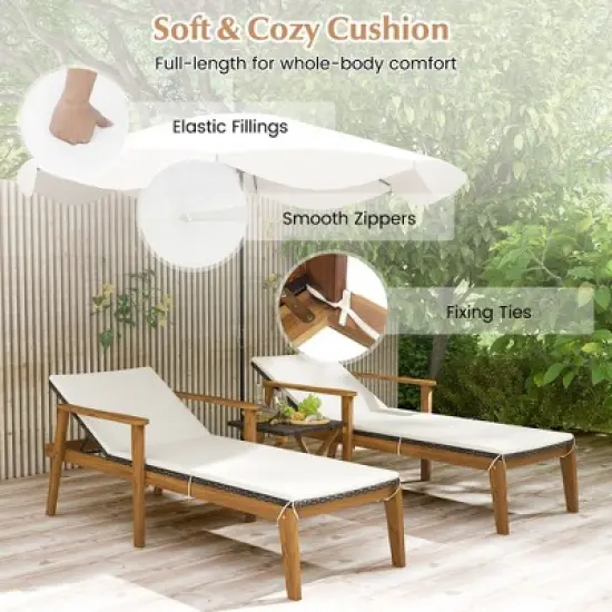 Tangkula Outdoor Chaise Lounge Chair Set of 2 w/ Armrests & 4-Level Backrest Adjustment image {5}