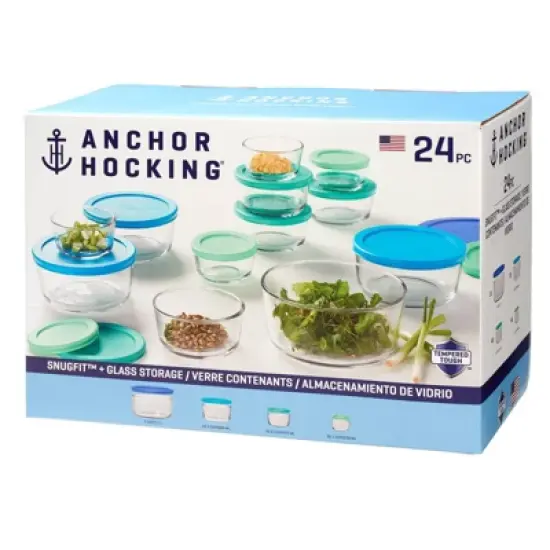 Anchor Hocking 24pc Glass SnugFit Food Storage Container Set: Oven & Freezer Safe, Microwave Safe Without Lid, Dishwasher Safe image {5}