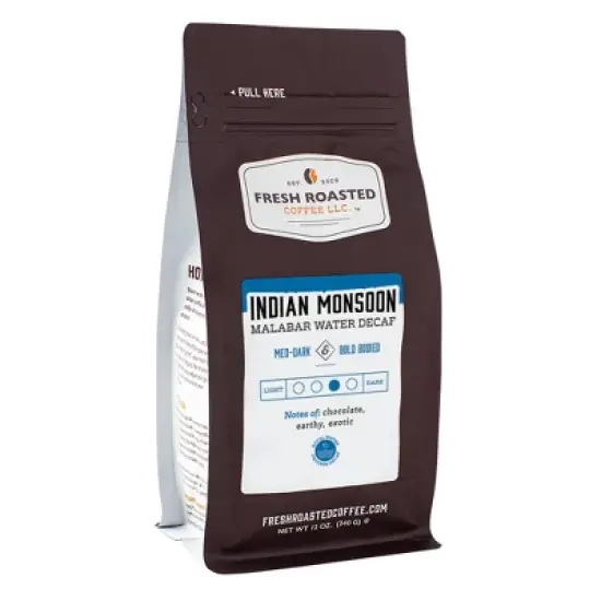 Fresh Roasted Coffee, Indian "Monsoon" Malabar Decaf, Ground Coffee image {5}