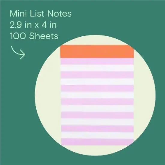 Noted by Post-it Mini List Notes, Purple & White Sticky Notes: To Do List, Post Its, Office Supplies, 4 x 9 Inches image {1}