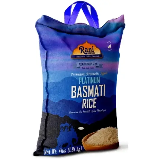 Platinum White Basmati Rice Extra Long  - 64oz (4lbs) Cloth Bag - Rani Brand Authentic Indian Products image {7}