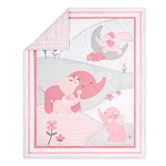 The Peanutshell Pink Elephant Crib Bedding Set, 3pc to 12 Pc, For Girls image {6}