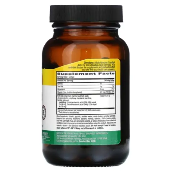 Country Life Natural Omega-3, 1,000 mg, 50 Softgels image {1}