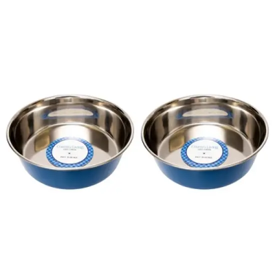 Country Living Set of 2 Heavy Gauge Stainless Steel Dog Bowls - Non-Skid, Durable & Rust-Resistant image {5}