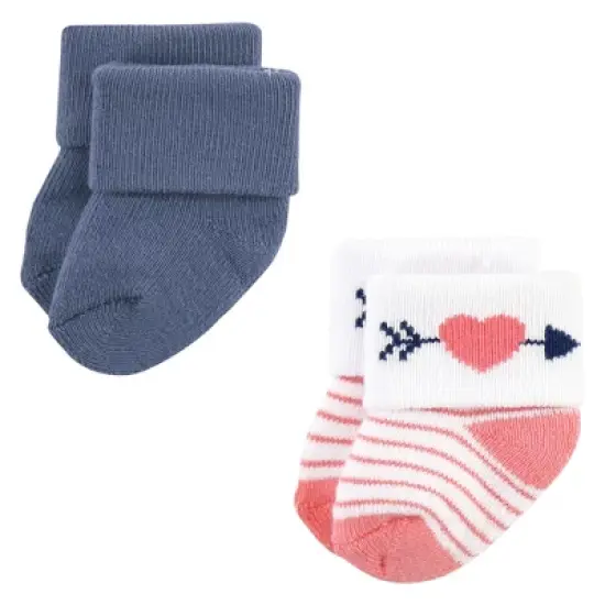 Hudson Baby Infant Girl Cotton Rich Newborn and Terry Socks, Love 12-Pack image {3}
