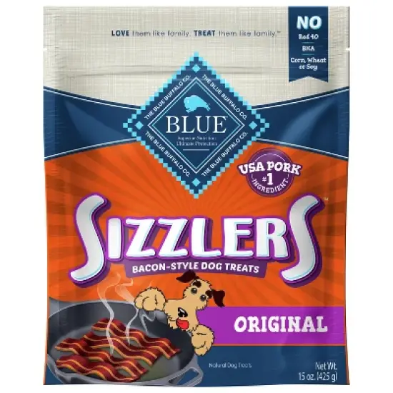 Blue Buffalo Sizzlers Natural Bacon-Style Soft-Moist Dog Treats Original Pork image {4}