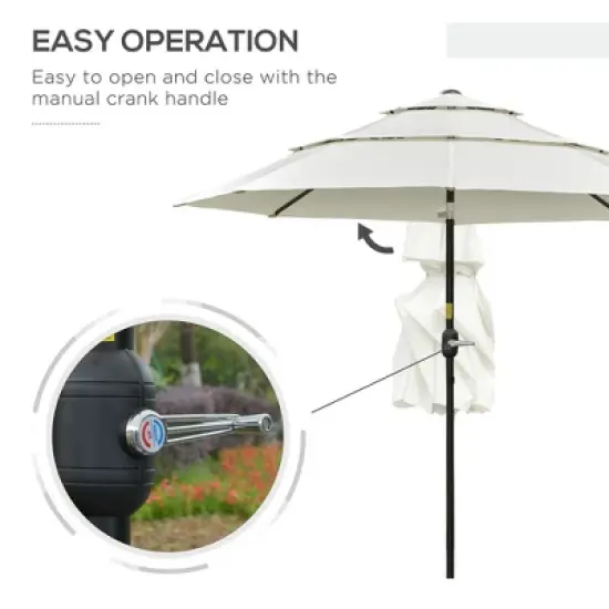 NicBex 9FT 3-Tier Patio Umbrella with Crank & Push Button Tilt,Outdoor Patio Umbrella,Market Umbrella for Backyard,Lawn,Beach,Garden image {3}