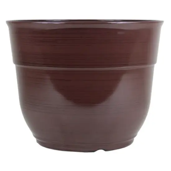 Garden Elements Indoor/Outdoor Glazed Brushed Happy Plastic Planter, Large, 15in image {14}