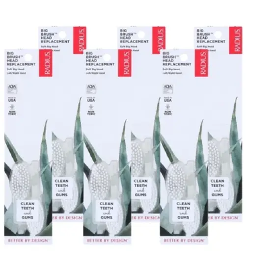 Radius Big Brush Head Replacement Soft Big Head Left/Right Hand Toothbrush Refill - Case of 6/2 ct image {4}