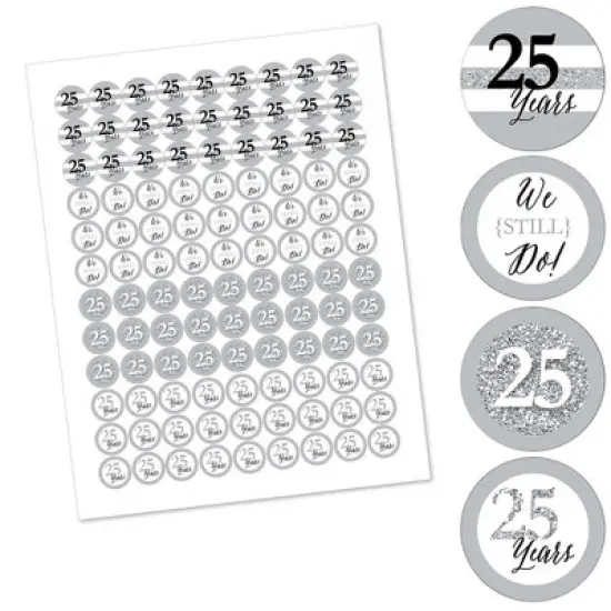 Big Dot of Happiness We Still Do - 25th Wedding Anniversary - Party Round Candy Sticker Favors - Labels Fits Chocolate Candy (1 sheet of 108) image {1}