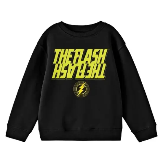 The Flash Movie Reflective Title Art Crew Neck Long Sleeve Black Youth Sweatshirt image {2}