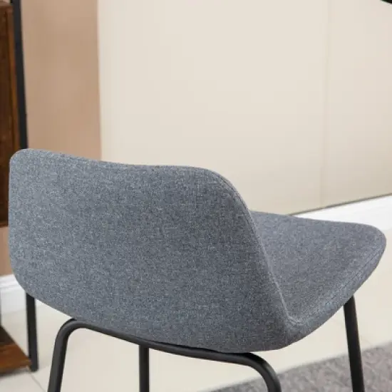 HOMCOM 29.5" Seat Height Bar Stools Set of 2, Upholstered Bar Chairs, Armless Barstools with Back, Steel Legs, Gray image {4}