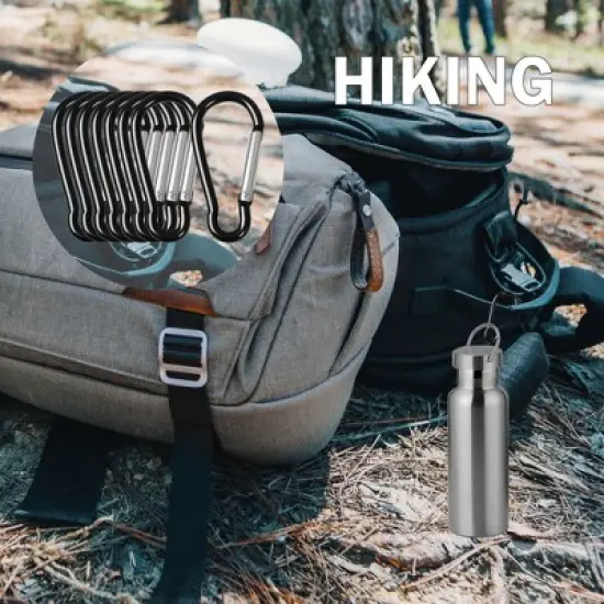 Unique Bargains Aluminum Hiking D-Ring Keychain Carabiner Hook Black 2.4" x 1.1" x 0.2" 8 Pcs image {3}
