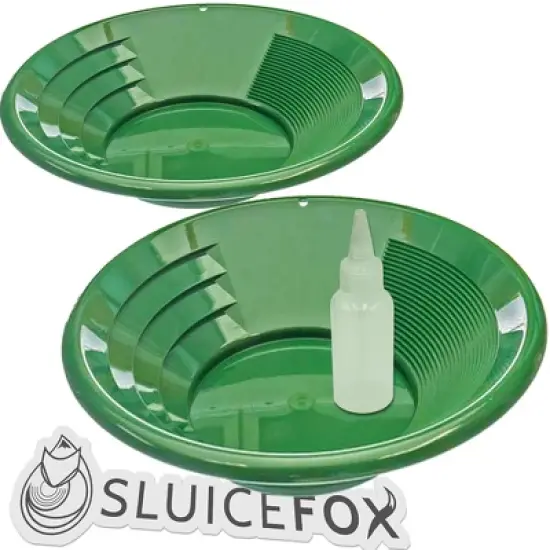 Sluice Fox Sluice Fox 2 Gold Pans w/ Bottle Snuffer | Panning Kit | Prospecting Mining Kit image {1}