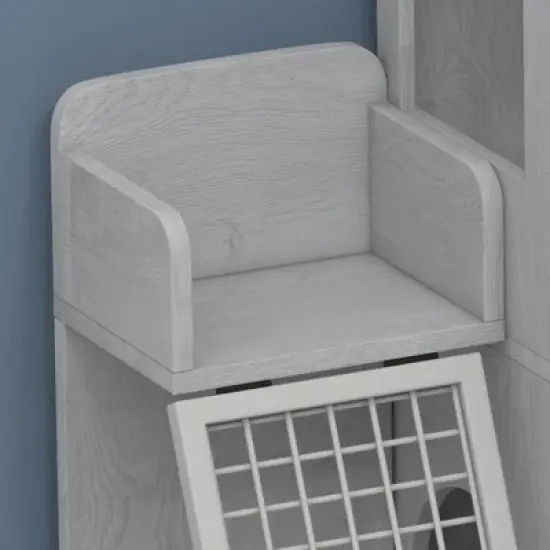 Cat Litter Box Enclosure, Double Layer Hidden Cat Washroom with Sturdy Ladder, Villa Cat Cabinet for Indoor Cats image {7}