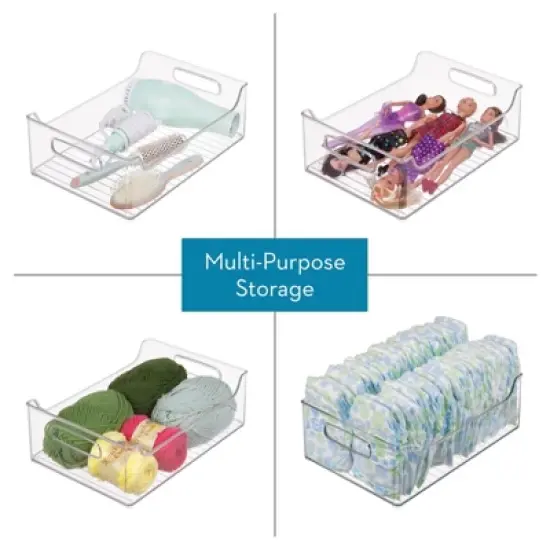 iDESIGN Plastic Fridge and Freezer Storage Organizer Bin with Handle Clear: Kitchen Cabinet Organizer, 12"x10"x5" image {4}