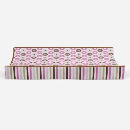 Bacati - Mod Dots/Stripes Pink/choco Dots changing pad cover image {4}