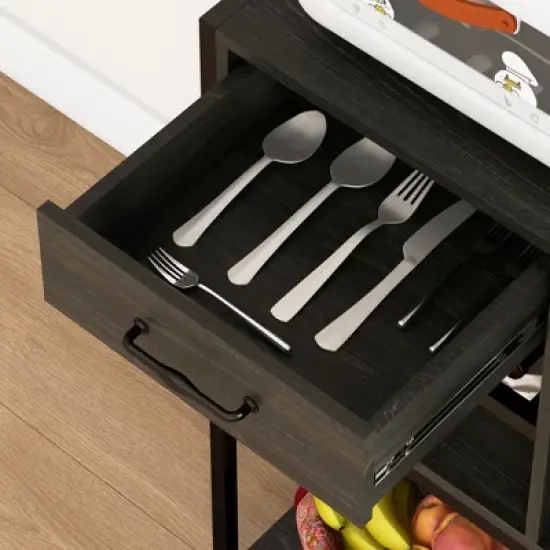 HOMCOM Kitchen Baker's Rack with Power Outlet, LED Lights, Microwave Stand with Storage Shelves, Wine Bottle Rack, Barn Door Cabinet image {4}