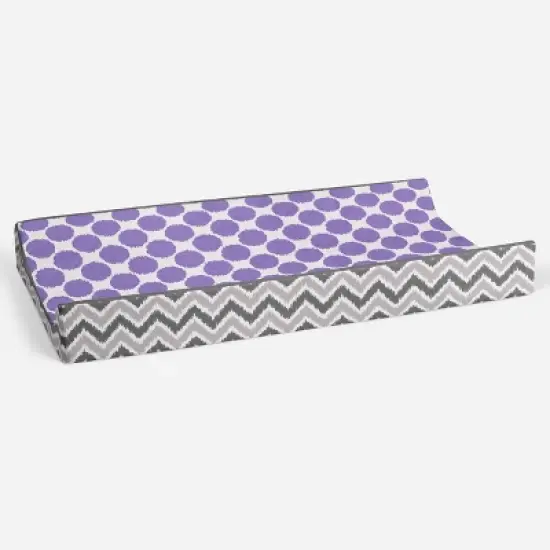 Bacati - Ikat Zigzag Lilac Dots Muslin  Changing Pad Cover image {2}