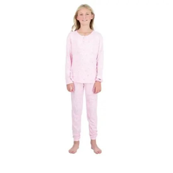 Sleep On It Girls 2-Piece Hacci Pajama Set - Leopard image {1}