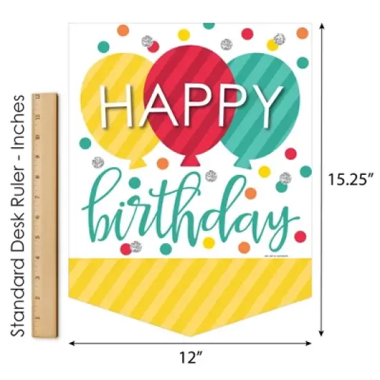 Big Dot of Happiness Colorful Happy Birthday - Outdoor Home Decorations - Double-Sided Birthday Party Garden Flag - 12 x 15.25 inches image {4}