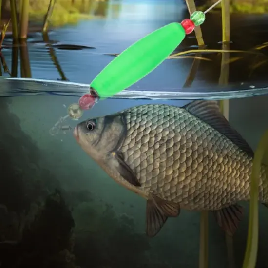 Unique Bargains Plastic Weighted Popping Corks Olive Fishing Floats Rigs 2 Pcs image {3}