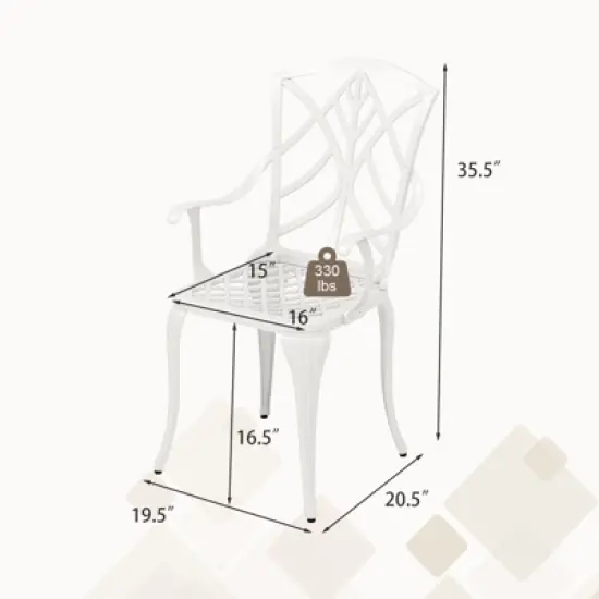 Tangkula Set of 4 Cast Aluminum Dining Chairs Outdoor Bistro Chairs w/ Curved Back & Armrests All-Weather Dining Chairs Aluminum Outdoor Furniture image {6}