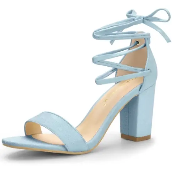 Allegra K Women's Tie Up Strappy Chunky High Heels Sandal image {8}
