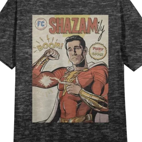 Shazam 2 Fury Of The Gods Illustrated Poster Art Crew Neck Short Sleeve Charcoal Heather Women's Night Shirt image {1}