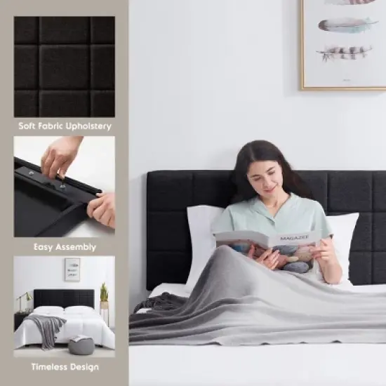 Nestl Square Tufted Fabric Headboard, Bed Headboard Only image {3}