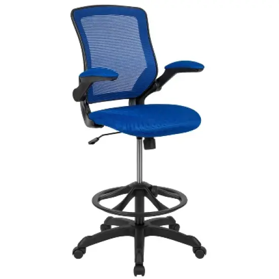 Flash Furniture Mid-Back Mesh Ergonomic Drafting Chair with Adjustable Foot Ring and Flip-Up Arms image {13}