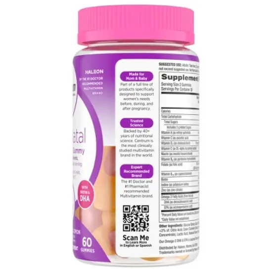 Centrum Biotin and DHA Postnatal Vitamin Gummies - Mixed Berry/Lemon - 60ct image {4}