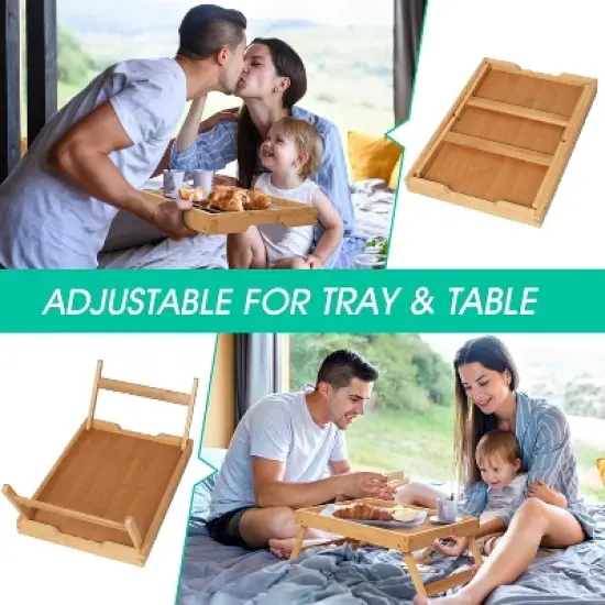 Attop Bed Tray Table with Folding Legs,Bamboo Breakfast in Bed for TV Table, Laptop Computer Tray,Eating,Snack Tray image {5}