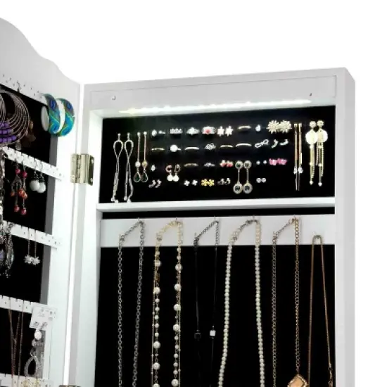 Tangkula Lockable Jewellery Cabinet Mirrored Floor Stand Storage Organizer image {3}