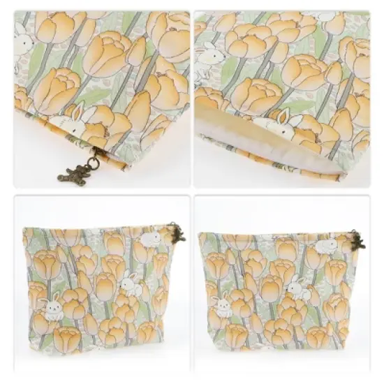 Unique Bargains Women Bunny Cosmetic Bag Orange Green 1 Pc image {2}