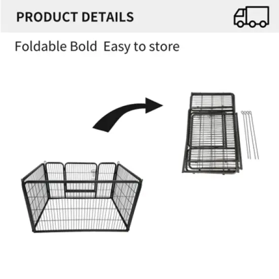 Pet Playpen, Garden Fence with Gate, Dog Fence Playpen with 24" Height Metal Panels, Dog Playpen for Small/Medium Dogs, Puppy Cat Exercise Fencing image {5}