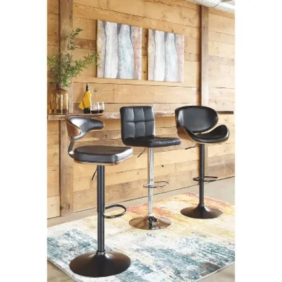 Tall Bellatier Adjustable Height Barstool Black - Signature Design by Ashley image {4}