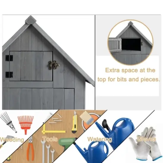 Gulches 30.3"L X 21.3"W X 70.5"H Outdoor Storage Cabinet Tool Shed Wooden Garden Shed  Gray image {5}