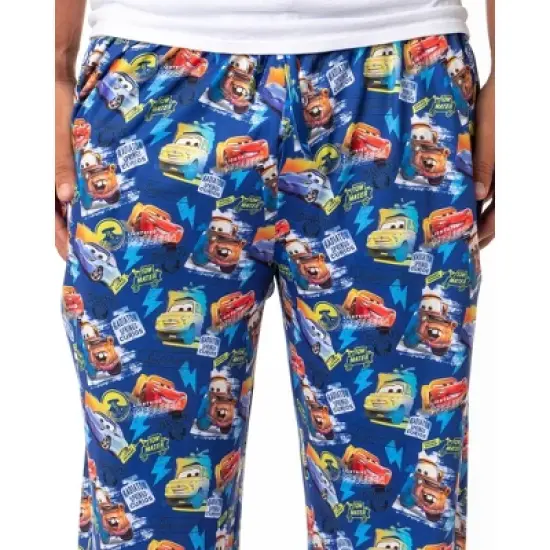 Disney Mens' Cars Movie Film Icons Characters Sleep Pajama Pants Blue image {2}