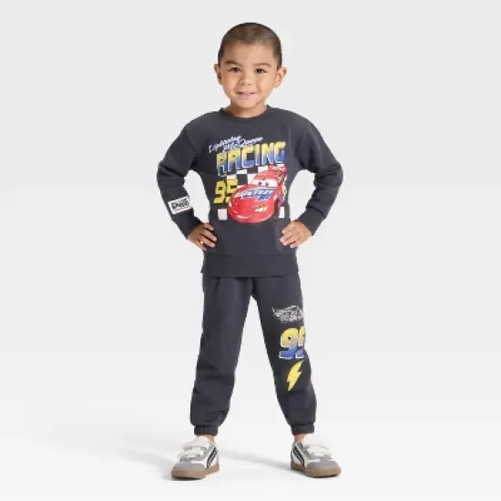Toddler Boys' 2pc Disney Cars Lightning McQueen Racing Fleece Pullover and Bottom Set - Black image {4}