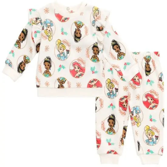 Disney Princess Minnie Mouse Winnie the Pooh Rapunzel Eeyore Piglet Fleece Sweatshirt and Pants Set Infant to Little Kid image {9}