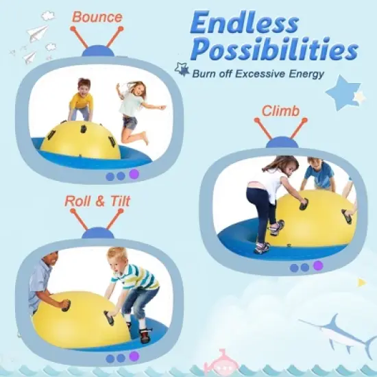 Costway 7.5 FT Inflatable Dome Rocker Bouncer with 6 Handles Fun Outdoor Game for Kids image {5}