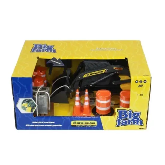 Tomy 1/16 Big Farm Yellow New Holland L225 Skid Steer Set with Accessories 47351 image {6}