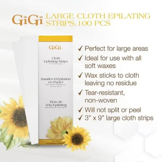GiGi Epilating Cloth - For all soft Waxes - 100 Strips - LARGE (PACK OF 2) image {1}