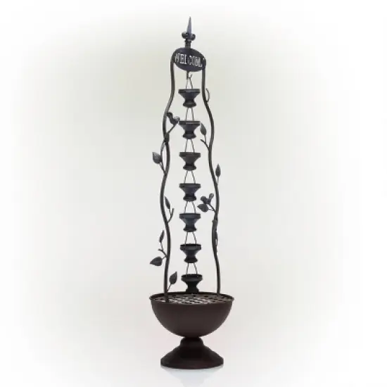 41" Metal Seven Hanging Cup Tier Layered Floor Fountain Bronze - Alpine Corporation image {3}