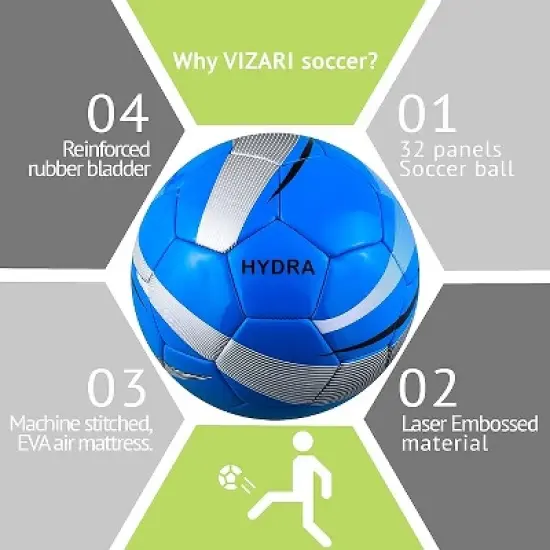 VIZARI-Hydra Soccer Ball - Adults & Kids Football With Best Air Retention - Perfect For Training And Matches image {5}