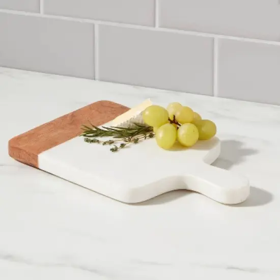 10" x 6" Marble and Wood Serving Board - Threshold&trade; image {1}
