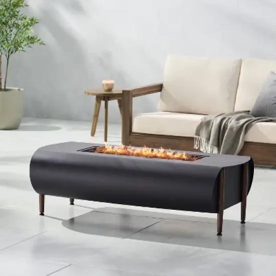 Shenandoah Outdoor 50000 BTU Rectangular Fire Pit Dark Gray/Wood - Christopher Knight Home image {3}